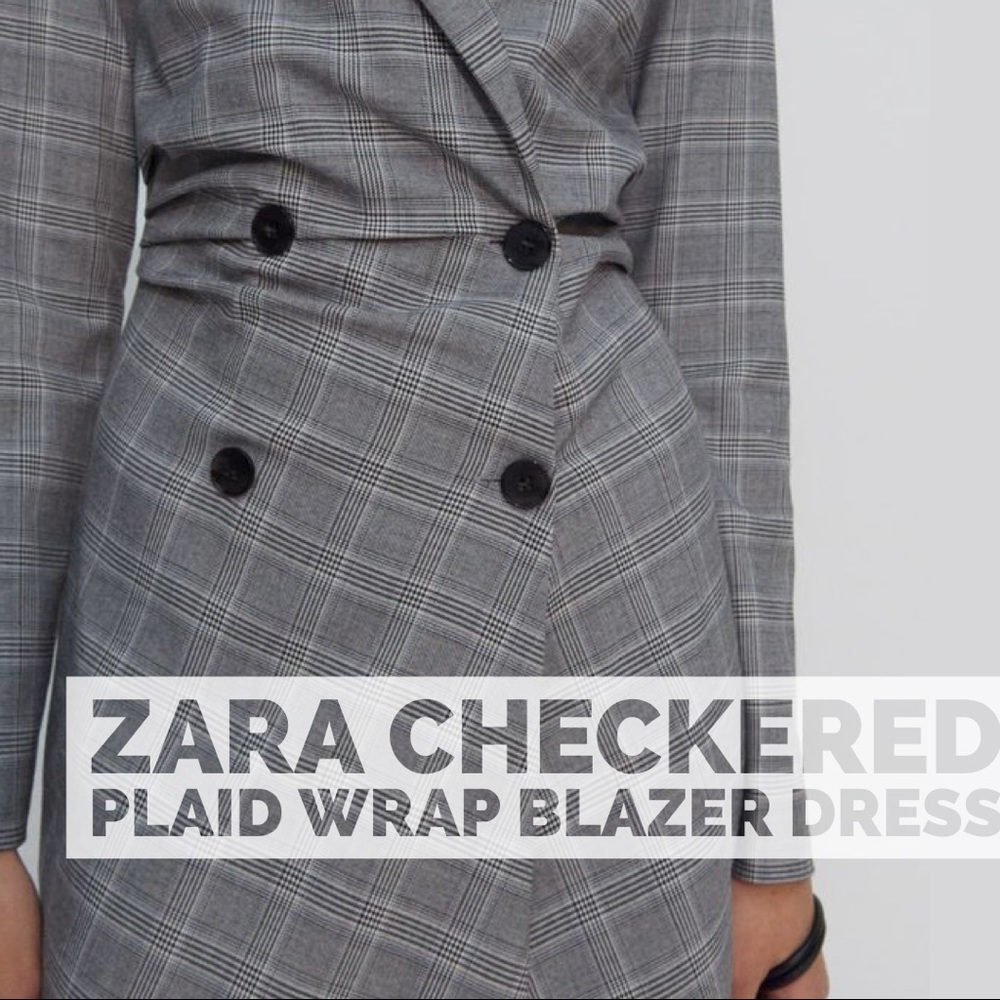 ZARA Plaid Wrap Blazer Mini Dress